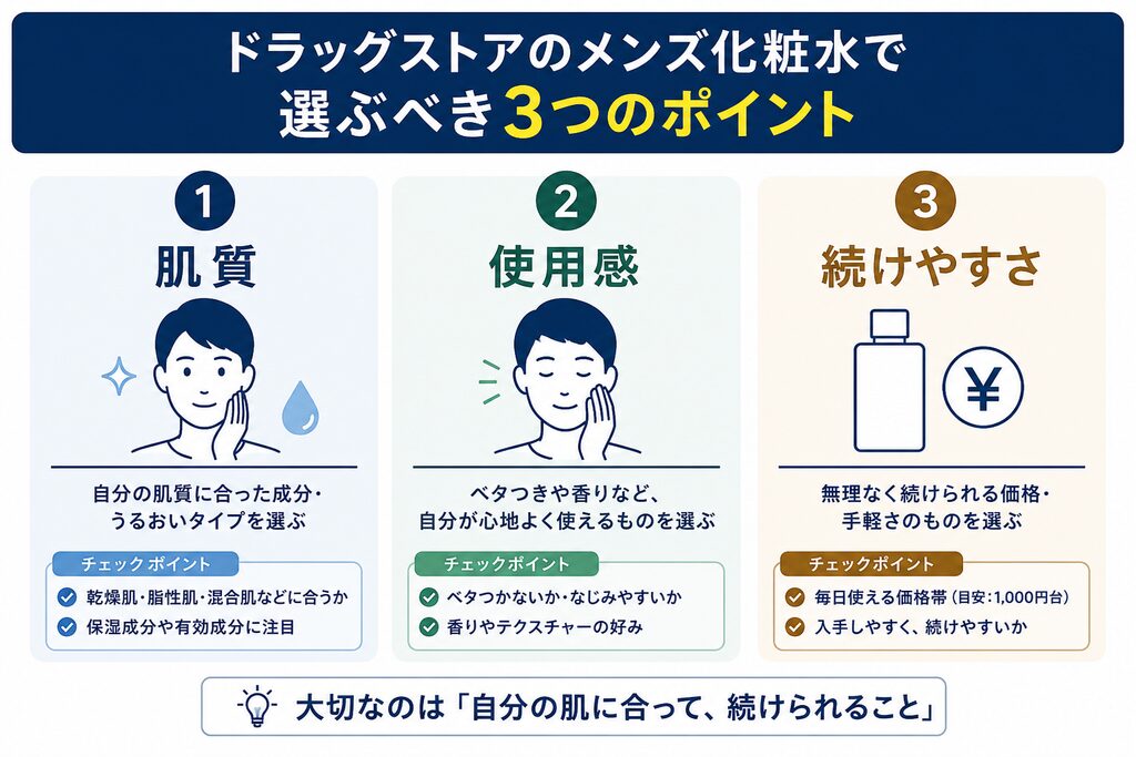化粧水を選ぶ3つのポイント